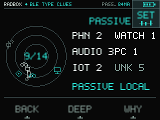 BLE type clues — RADBOX screen